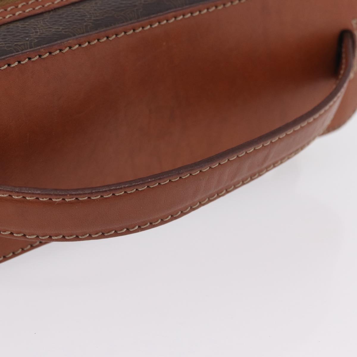 CELINE Macadam Canvas Vanity Cosmetic Pouch PVC Brown Auth mr2997A