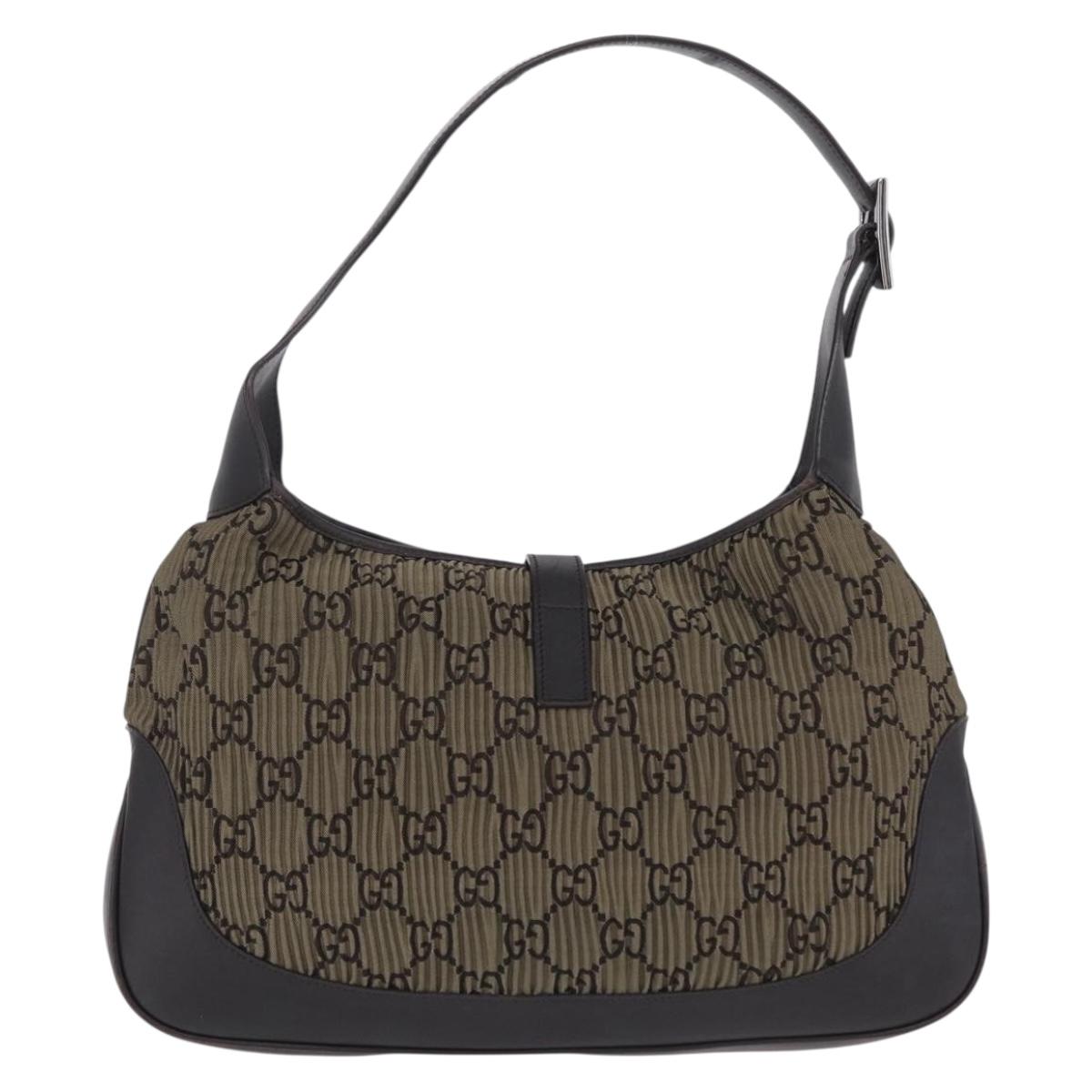 GUCCI GG Canvas Jackie Shoulder Bag Brown Silver 001 3306 Auth mr3000V