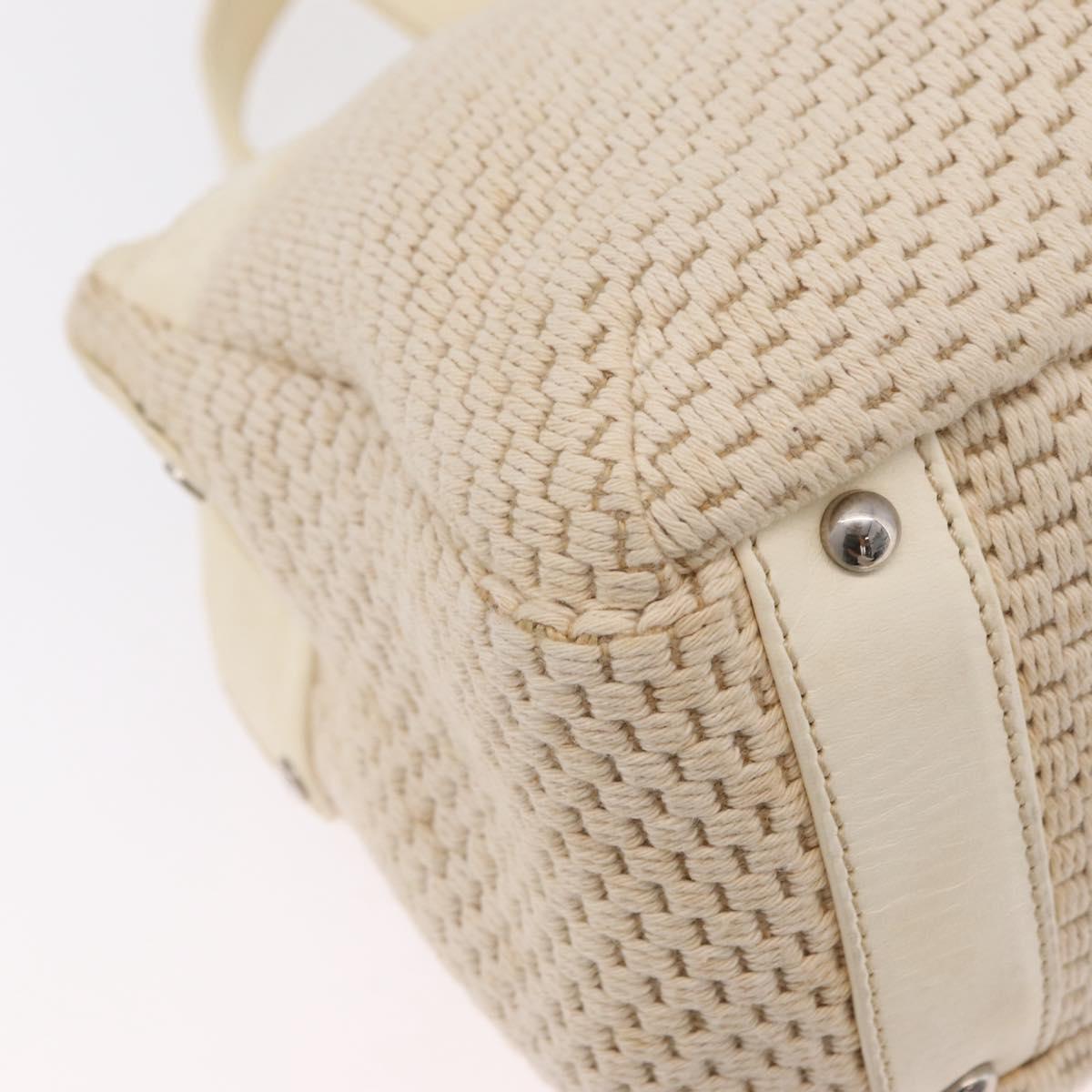 CHANEL Hand Bag Canvas Beige Silver CC Auth mr3001A