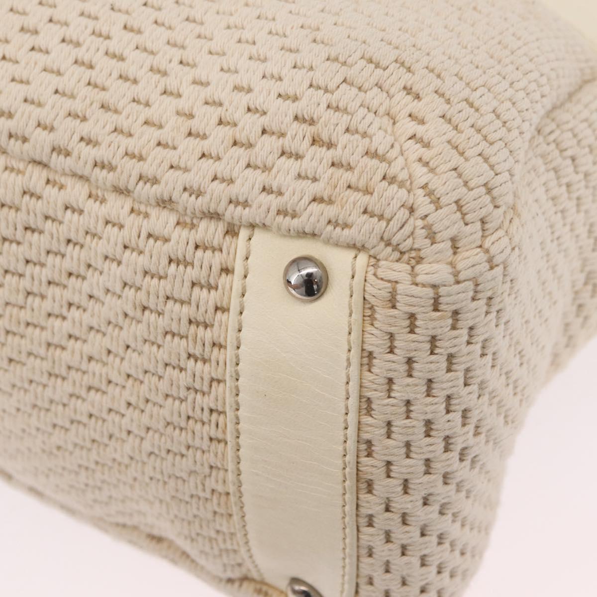 CHANEL Hand Bag Canvas Beige Silver CC Auth mr3001A