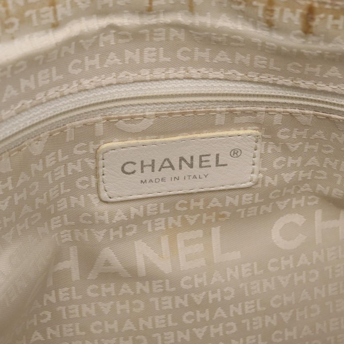 CHANEL Hand Bag Canvas Beige Silver CC Auth mr3001A