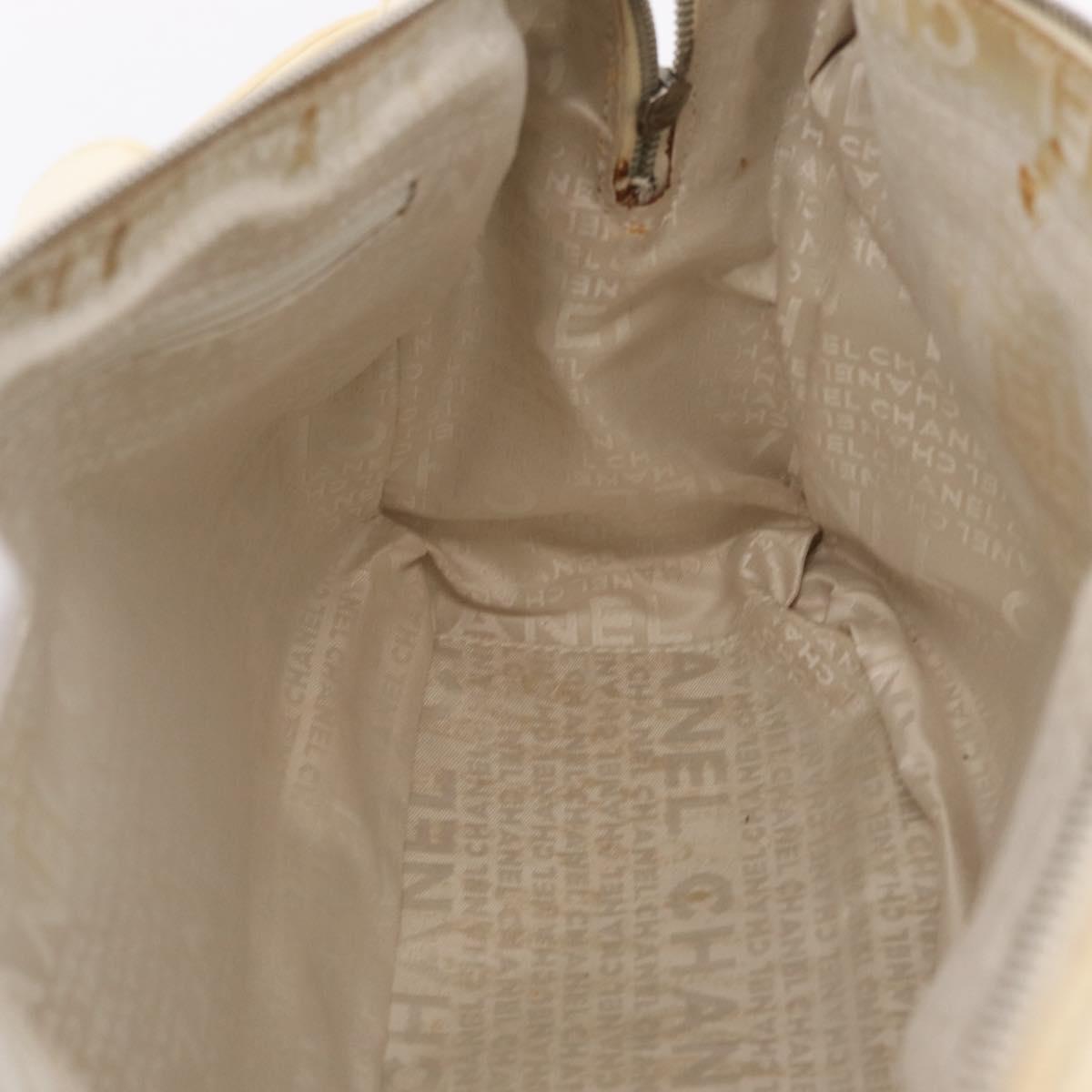 CHANEL Hand Bag Canvas Beige Silver CC Auth mr3001A