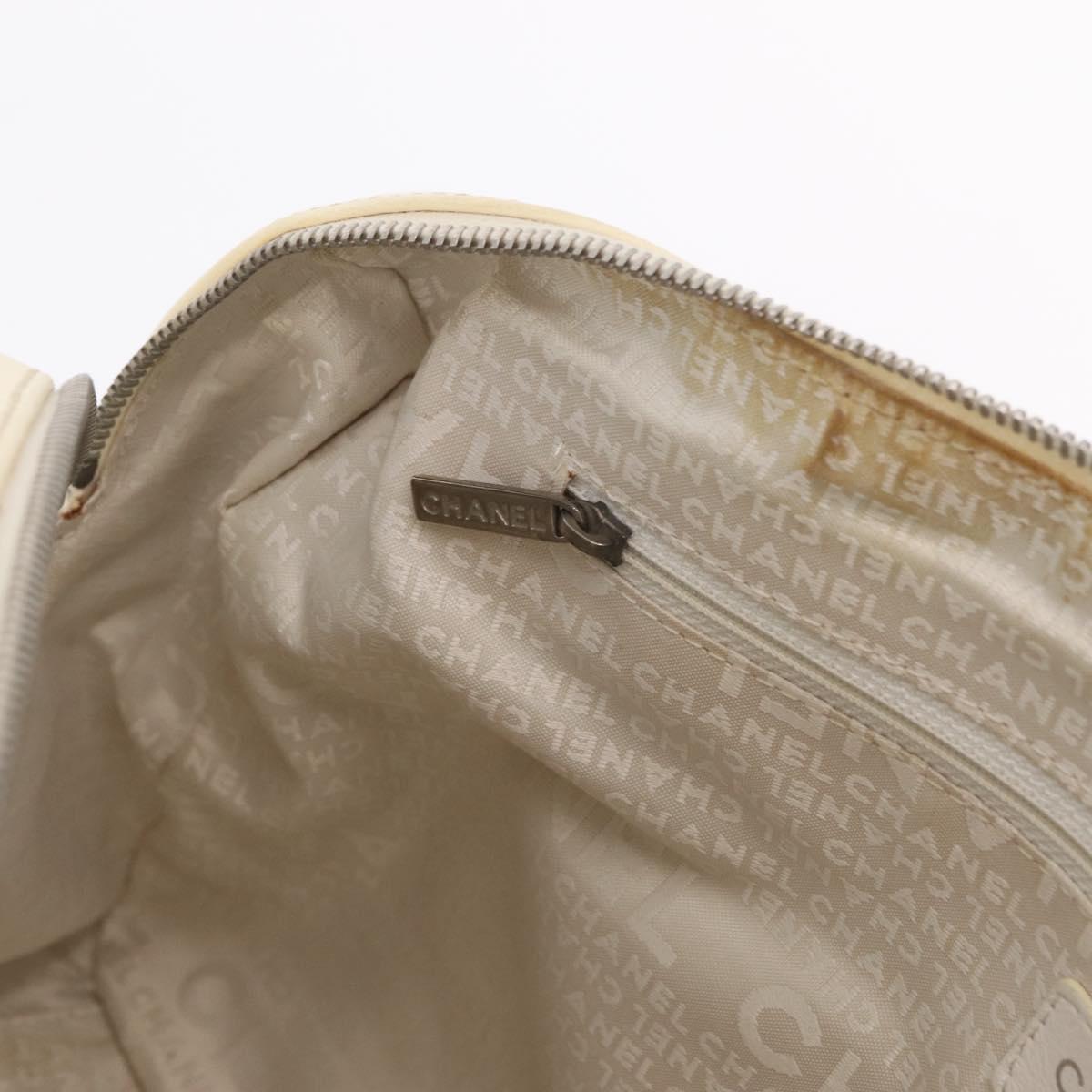 CHANEL Hand Bag Canvas Beige Silver CC Auth mr3001A