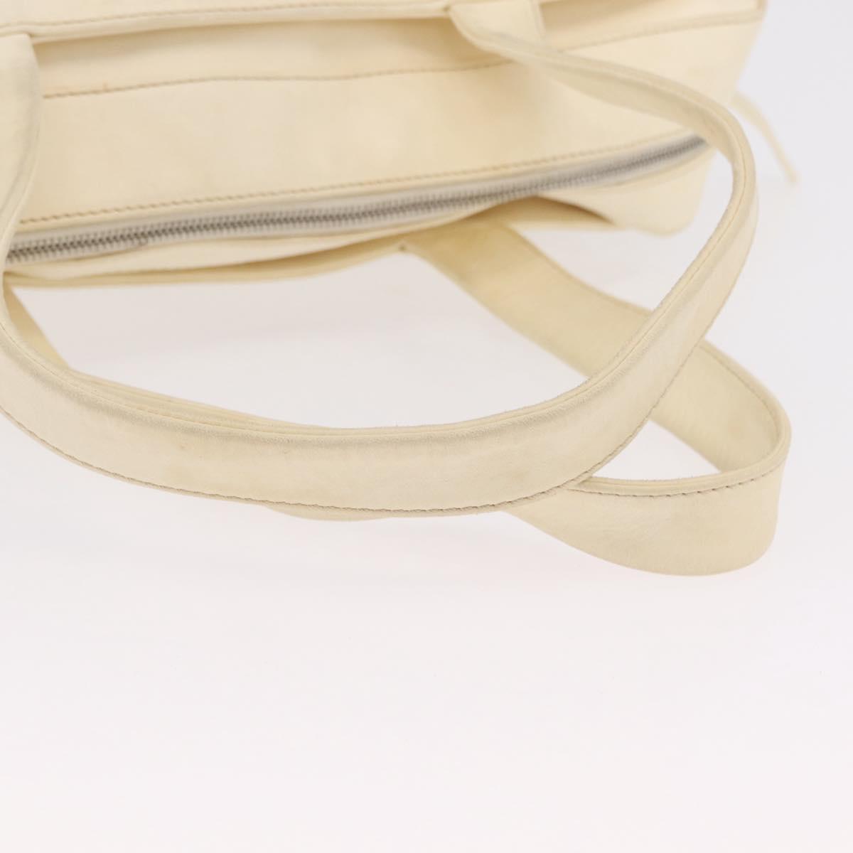 CHANEL Hand Bag Canvas Beige Silver CC Auth mr3001A