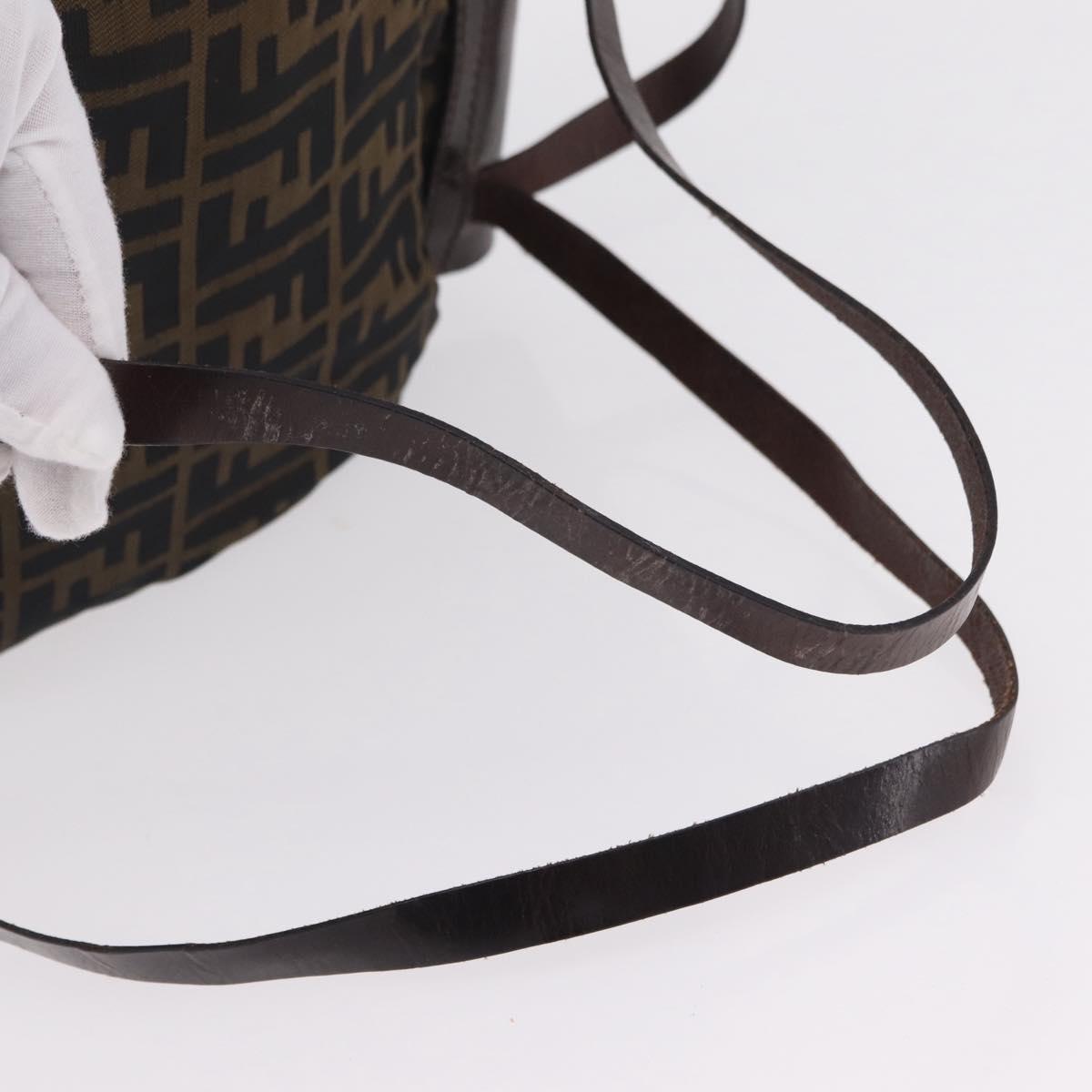 FENDI Zucca Canvas Backpack Brown Silver Auth mr3002