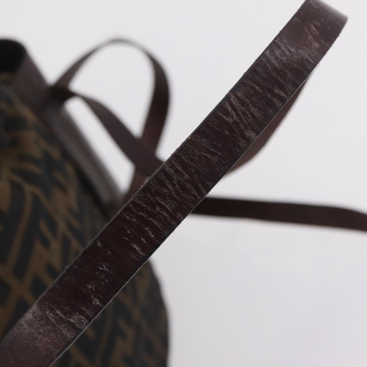 FENDI Zucca Canvas Backpack Brown Silver Auth mr3002