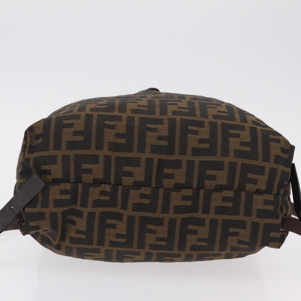 FENDI Zucca Canvas Backpack Brown Silver Auth mr3002