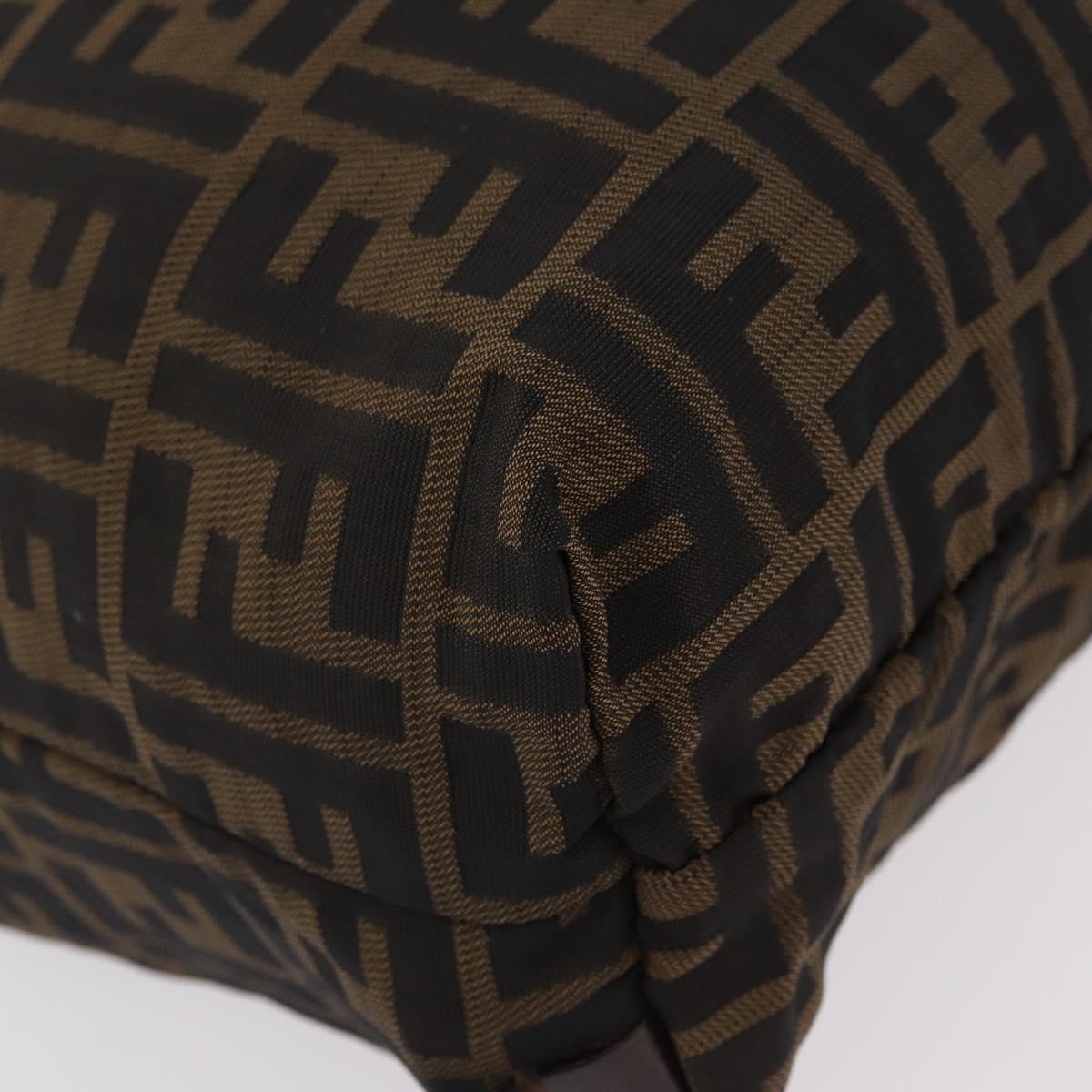 FENDI Zucca Canvas Backpack Brown Silver Auth mr3002