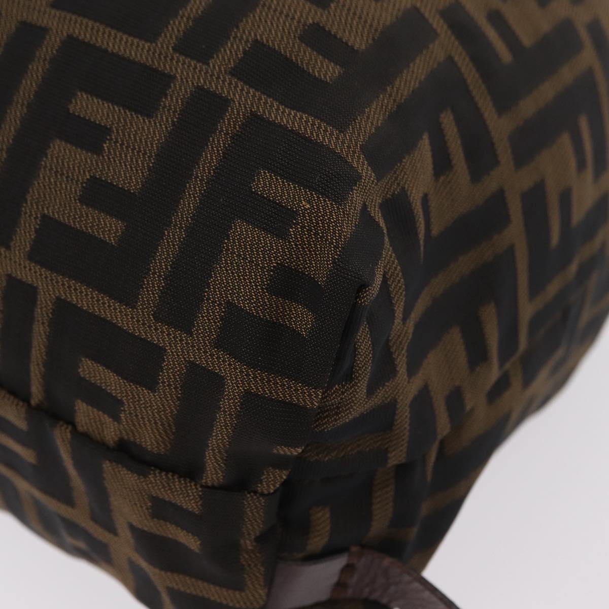 FENDI Zucca Canvas Backpack Brown Silver Auth mr3002