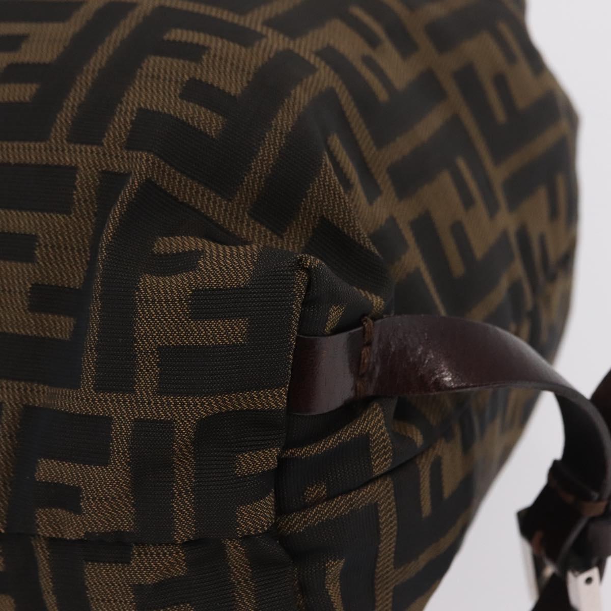 FENDI Zucca Canvas Backpack Brown Silver Auth mr3002