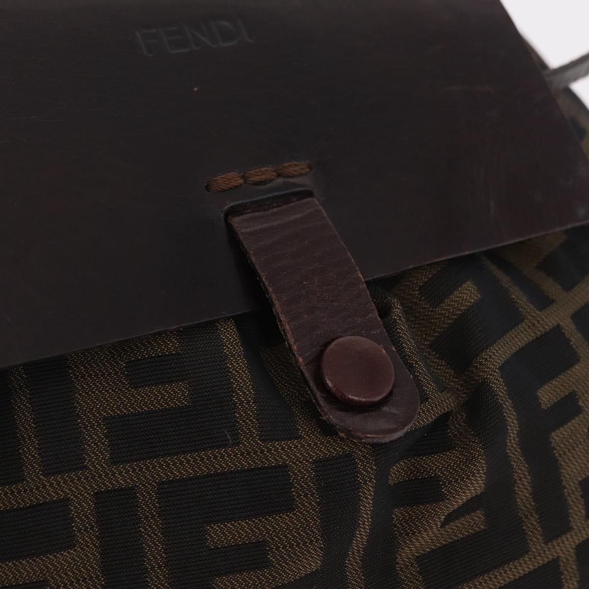 FENDI Zucca Canvas Backpack Brown Silver Auth mr3002