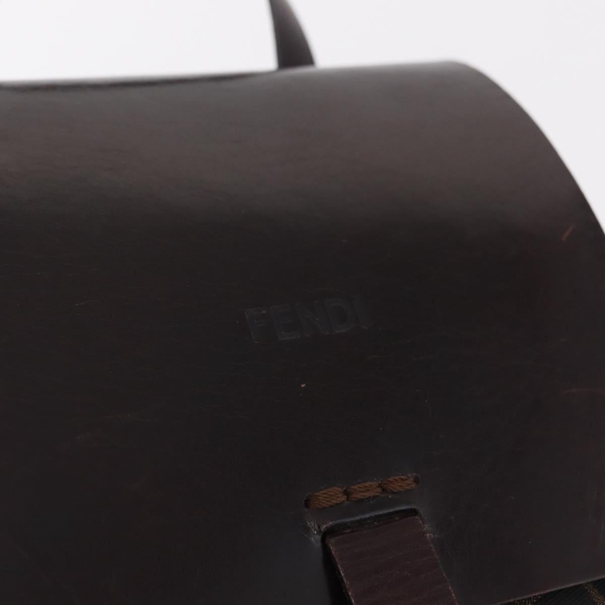 FENDI Zucca Canvas Backpack Brown Silver Auth mr3002