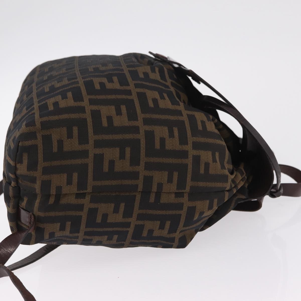 FENDI Zucca Canvas Backpack Brown Silver Auth mr3002