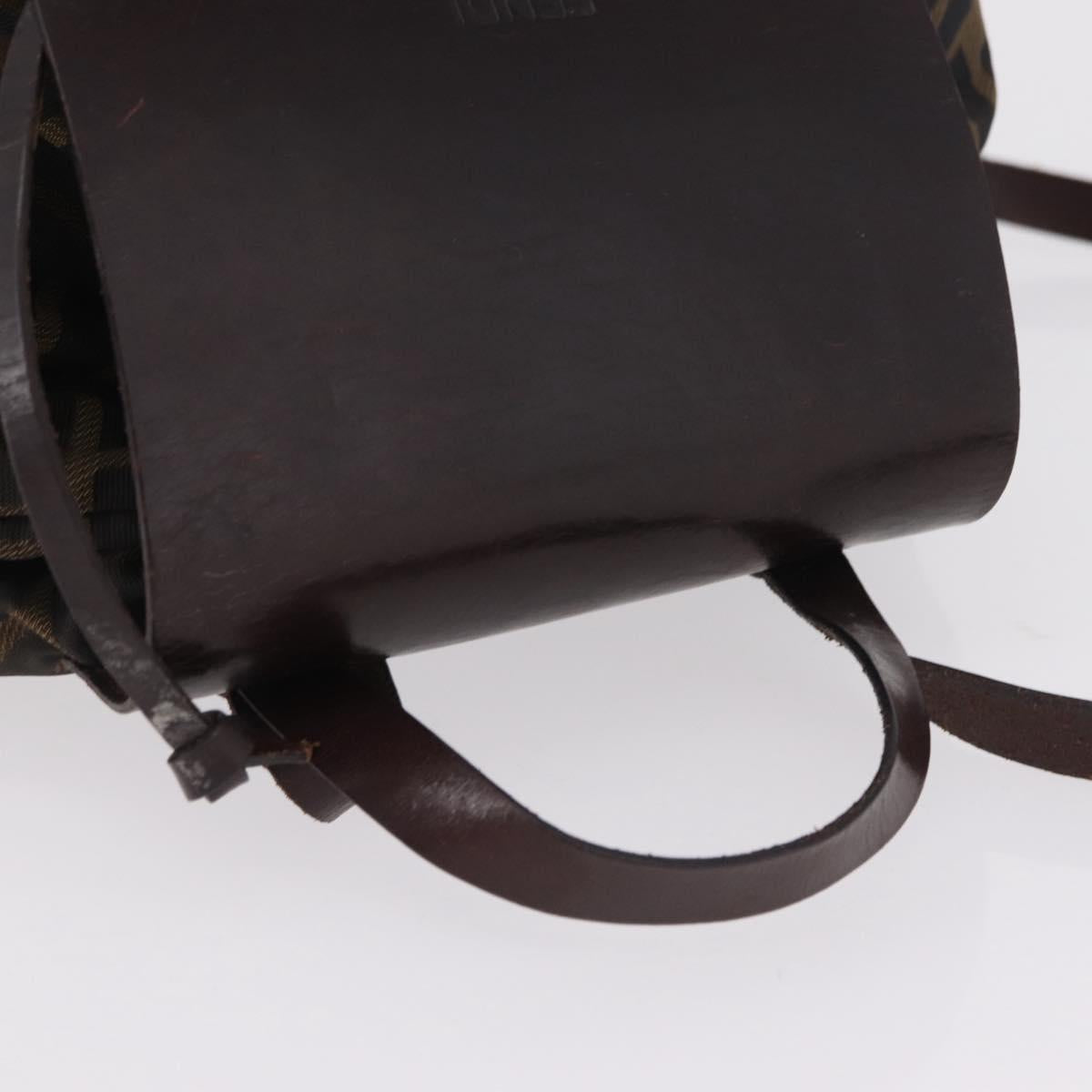 FENDI Zucca Canvas Backpack Brown Silver Auth mr3002