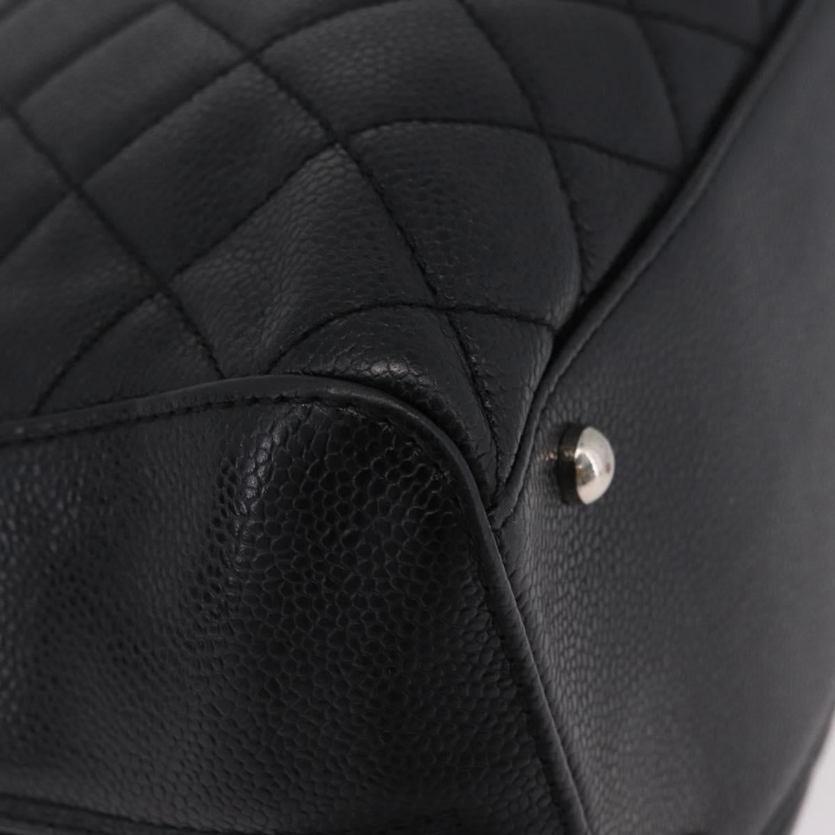 CHANEL Hand Bag Caviar Skin Black Gold Tone CC Auth mr3003V