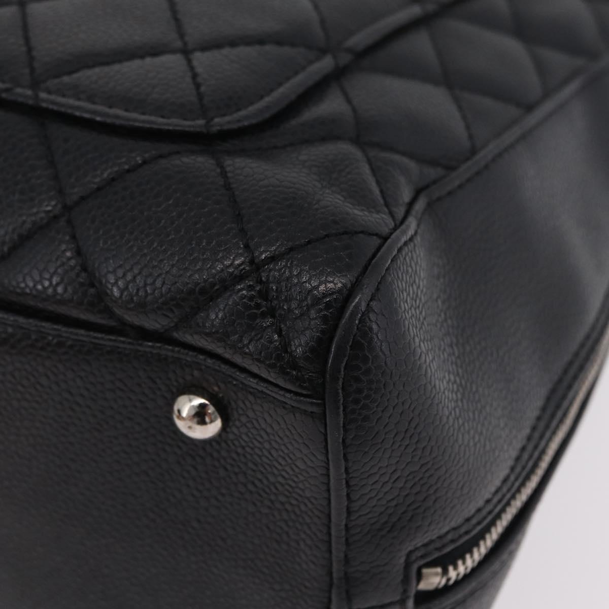 CHANEL Hand Bag Caviar Skin Black Gold Tone CC Auth mr3003V