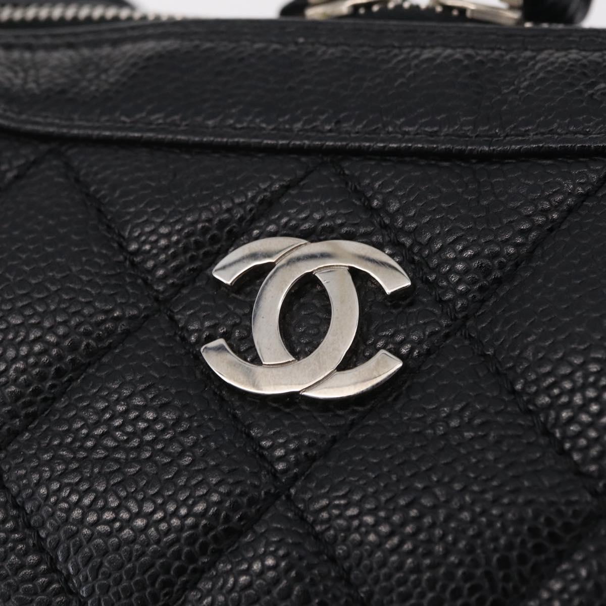 CHANEL Hand Bag Caviar Skin Black Gold Tone CC Auth mr3003V
