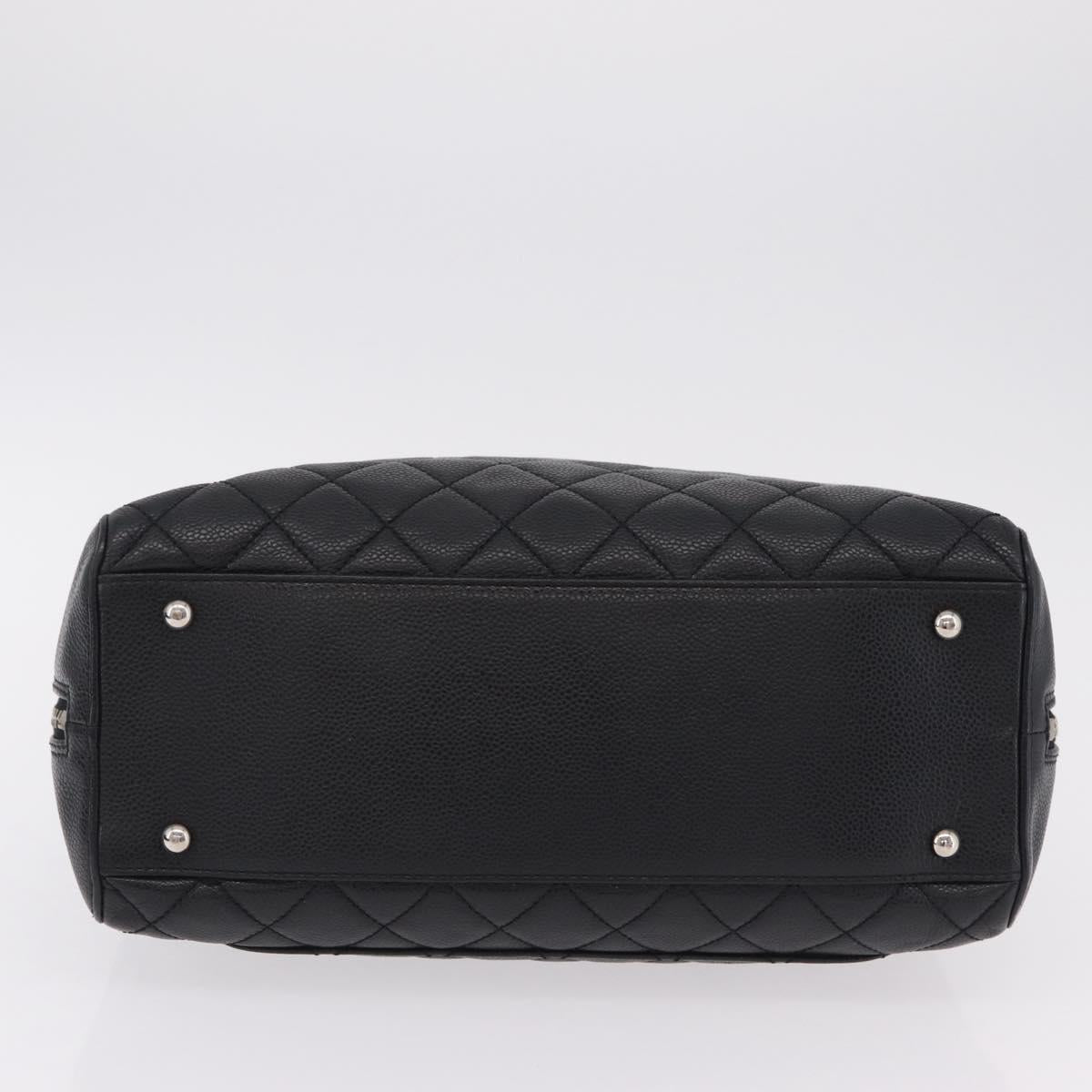 CHANEL Hand Bag Caviar Skin Black Gold Tone CC Auth mr3003V