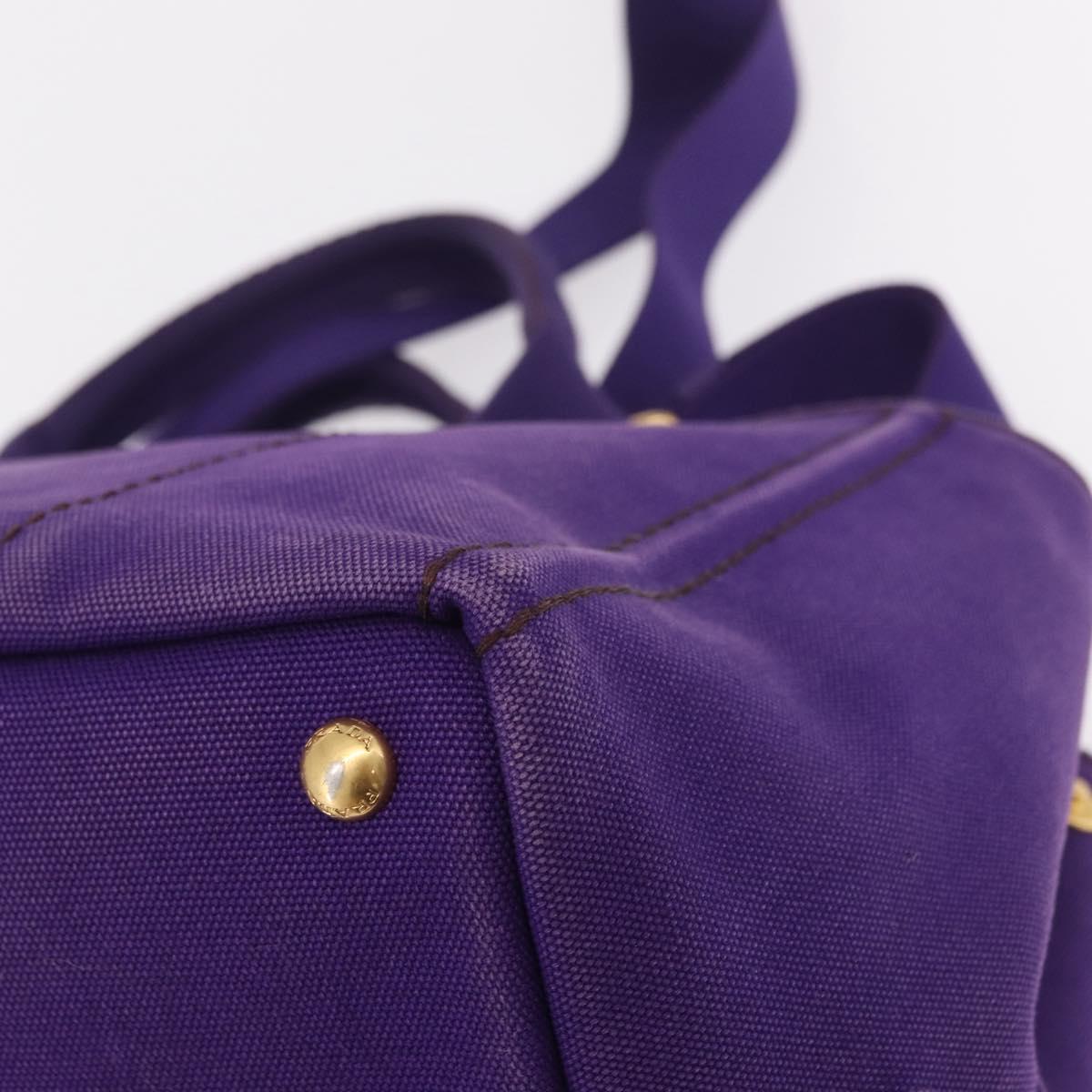 PRADA Canapa MM Hand Bag Canvas Purple Gold Tone Auth mr3004A