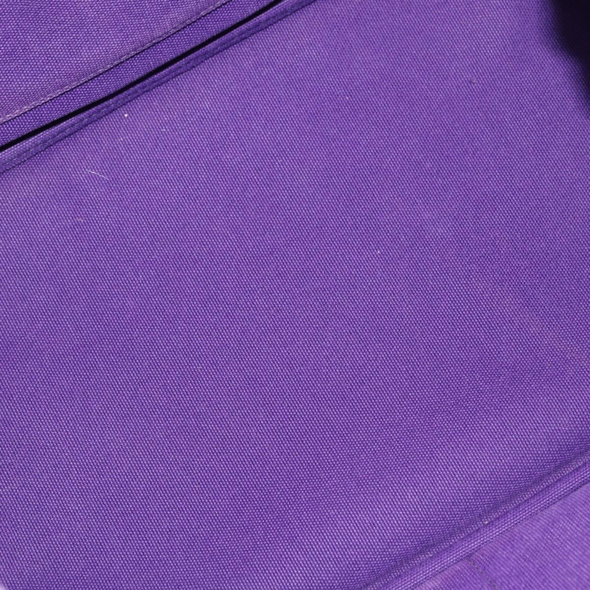 PRADA Canapa MM Hand Bag Canvas Purple Gold Tone Auth mr3004A