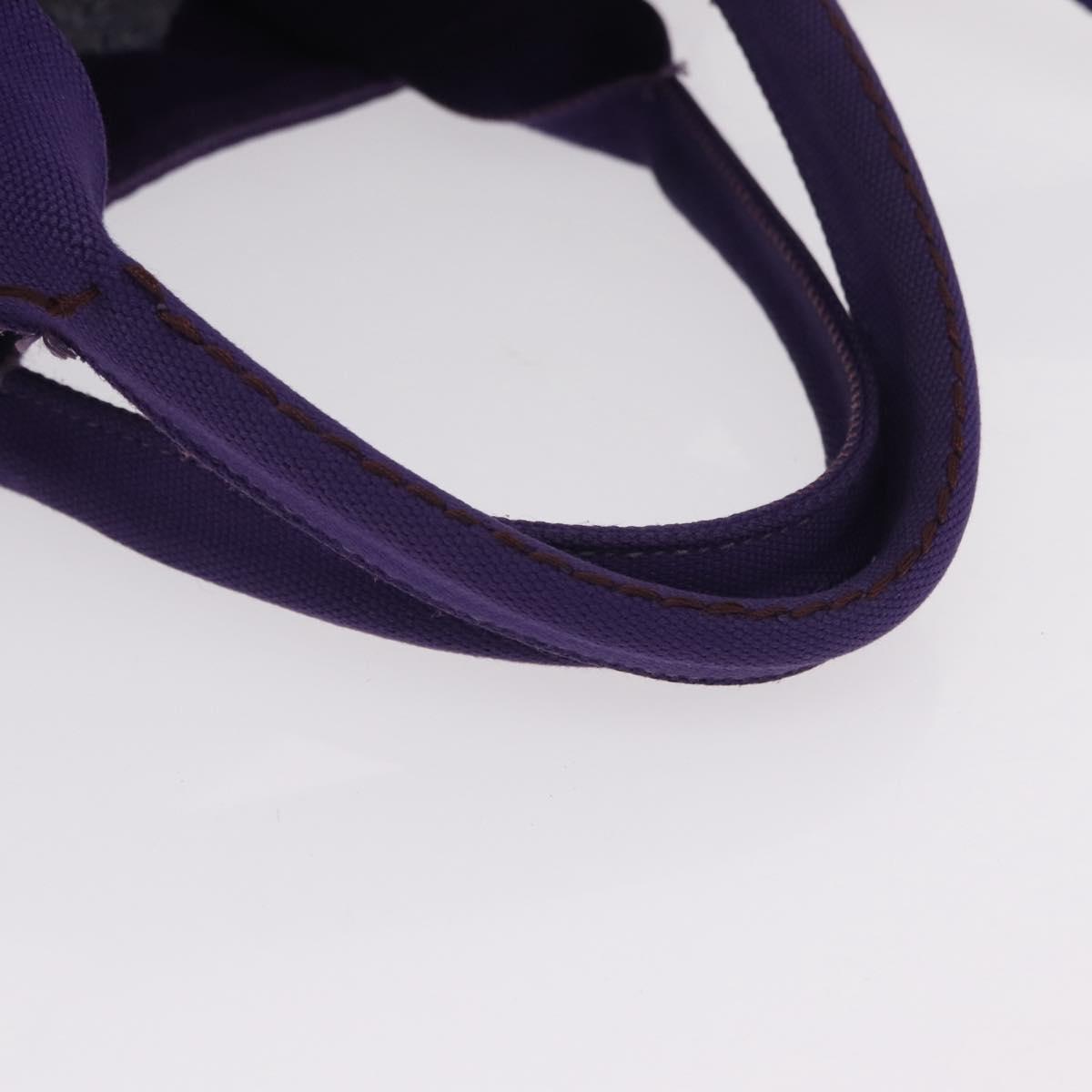 PRADA Canapa MM Hand Bag Canvas Purple Gold Tone Auth mr3004A