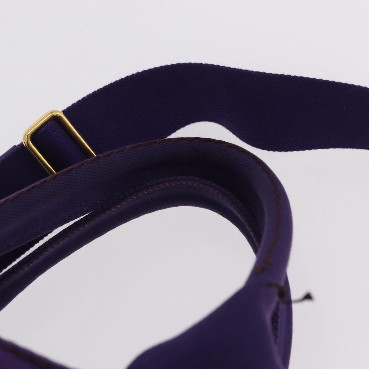 PRADA Canapa MM Hand Bag Canvas Purple Gold Tone Auth mr3004A