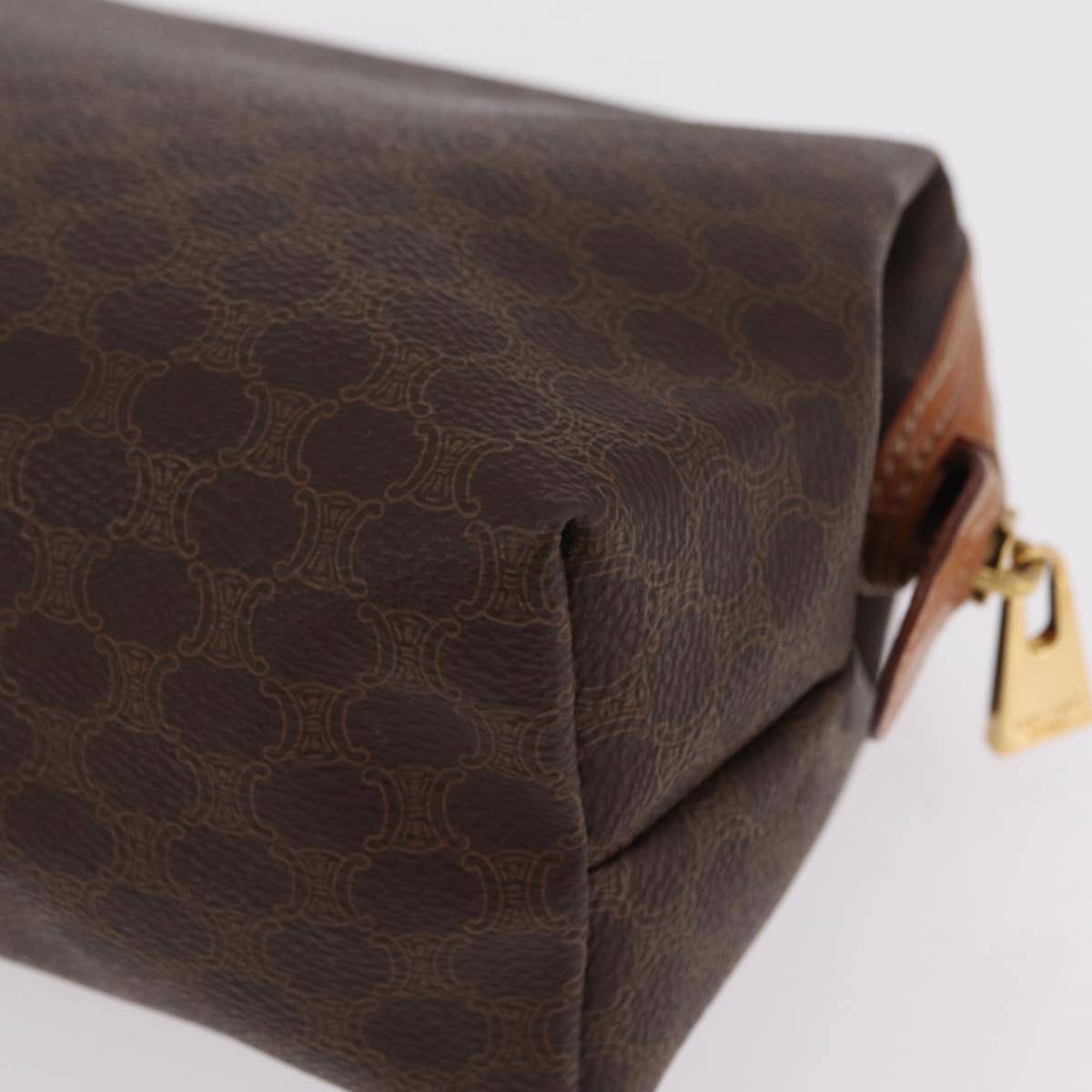 CELINE Macadam Canvas Pouch PVC Brown Gold Tone Auth mr3008A