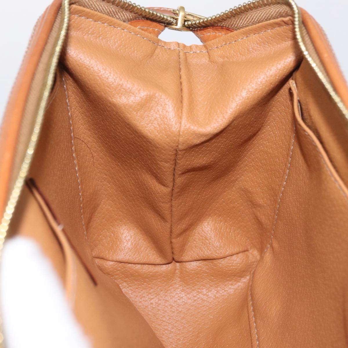 CELINE Macadam Canvas Pouch PVC Brown Gold Tone Auth mr3008A