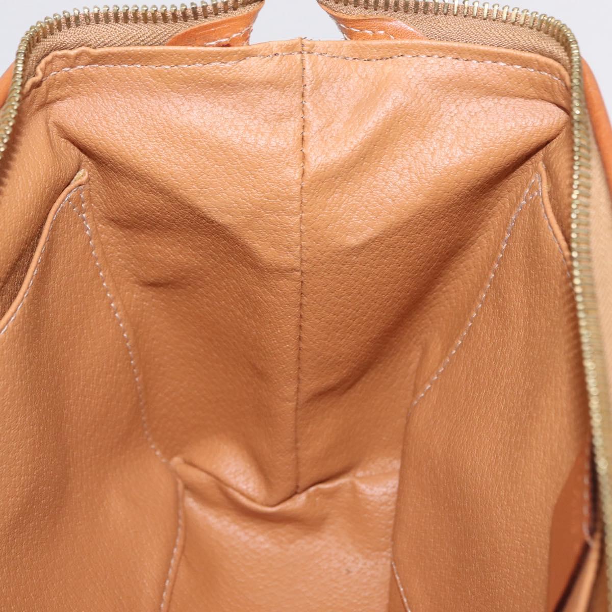 CELINE Macadam Canvas Pouch PVC Brown Gold Tone Auth mr3008A