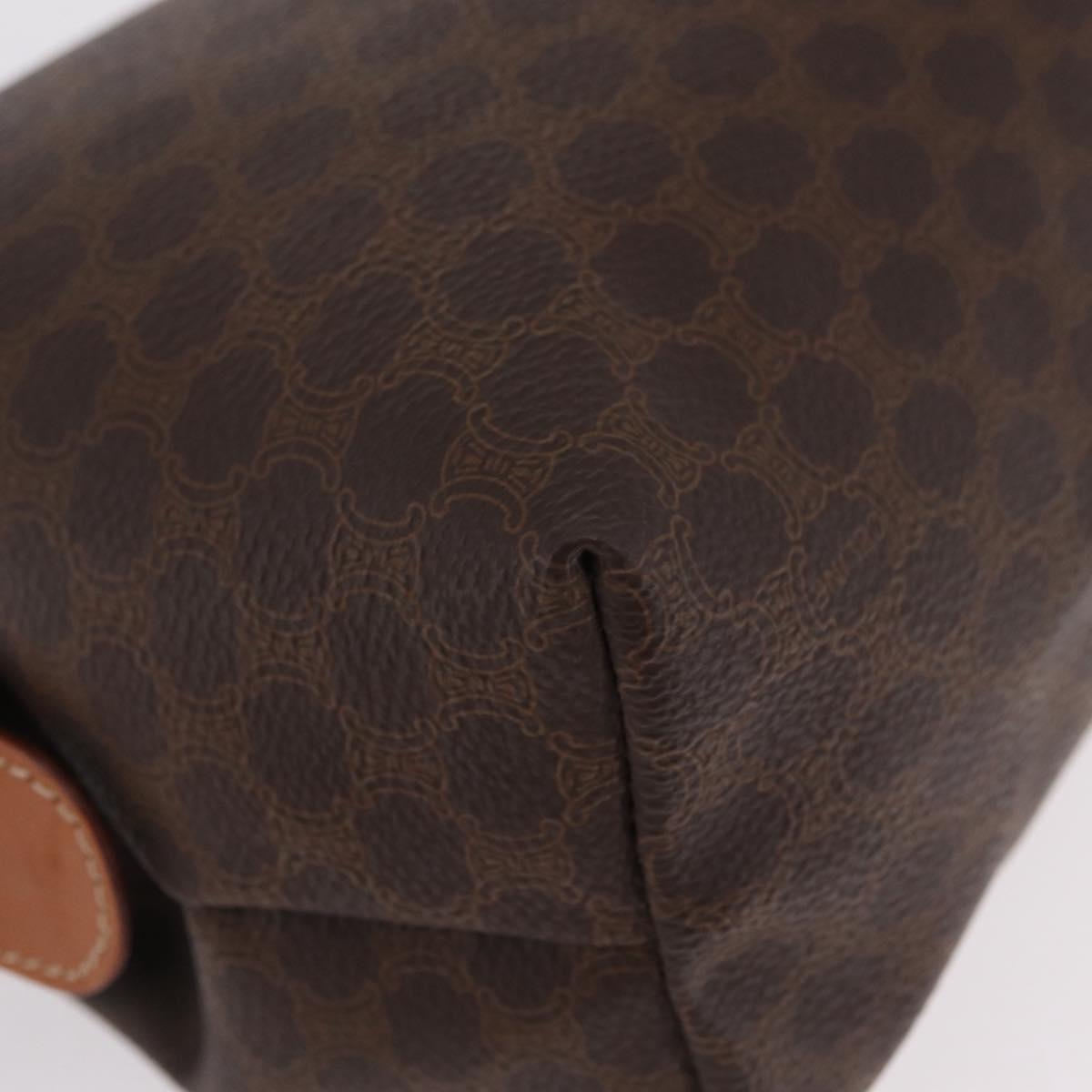 CELINE Macadam Canvas Pouch PVC Brown Gold Tone Auth mr3008A