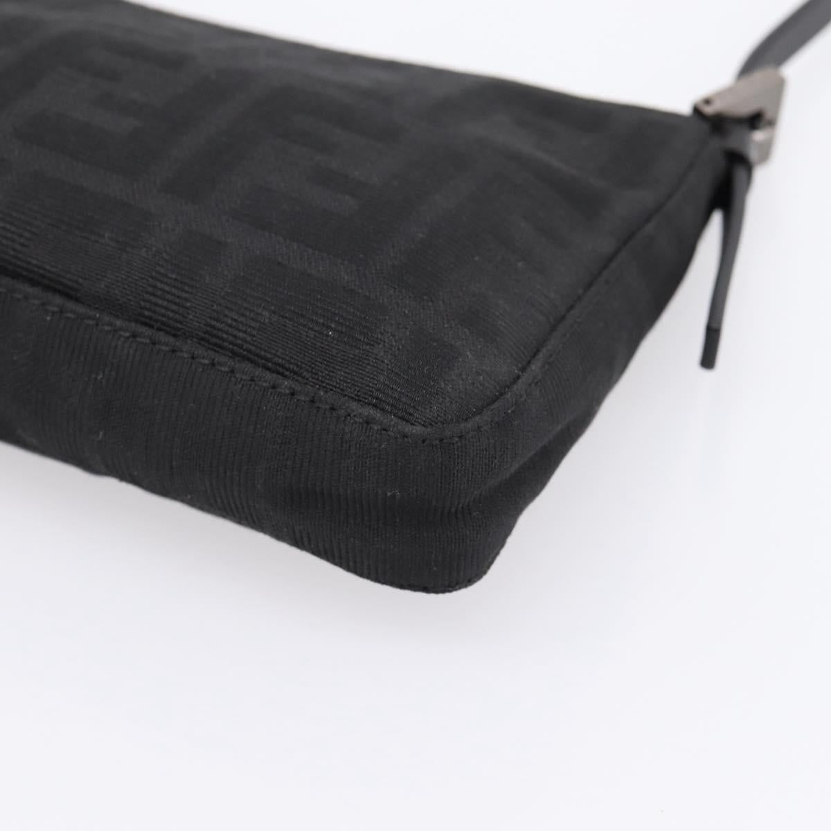 FENDI Zucca Canvas Accessory Pouch Black Silver 8BR041 Auth mr3012V