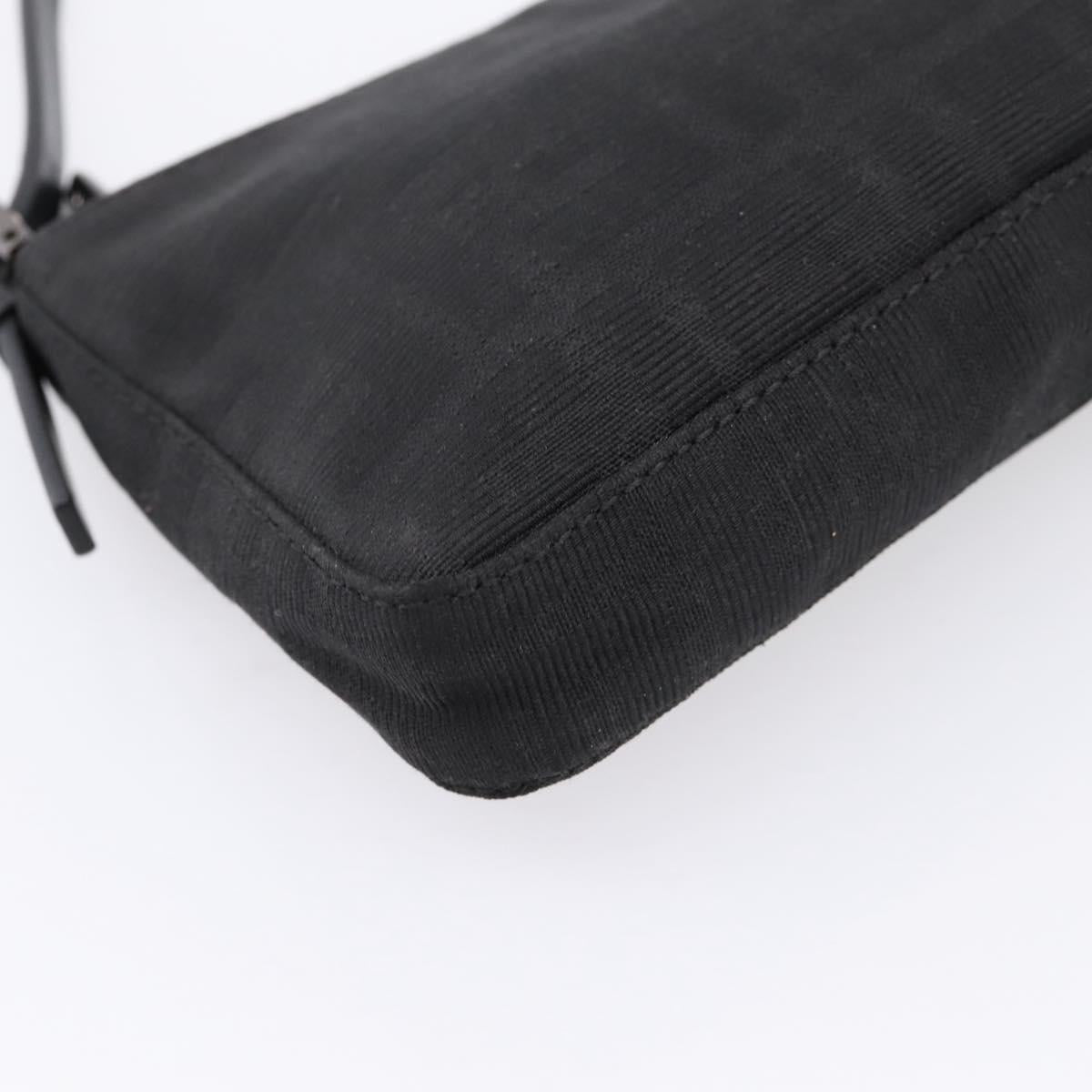 FENDI Zucca Canvas Accessory Pouch Black Silver 8BR041 Auth mr3012V