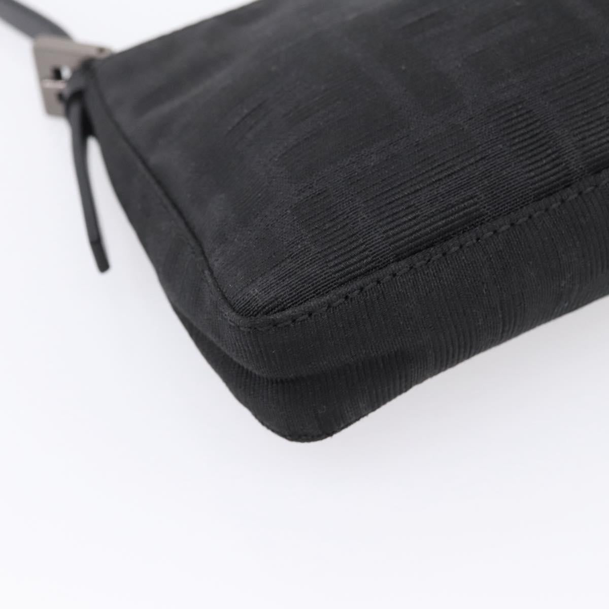 FENDI Zucca Canvas Accessory Pouch Black Silver 8BR041 Auth mr3012V