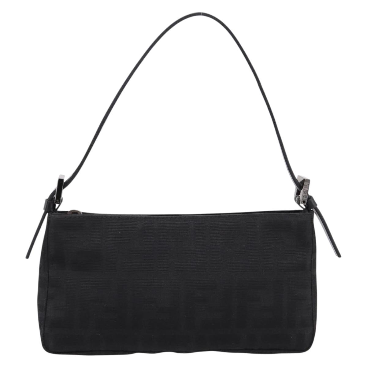 FENDI Zucca Canvas Accessory Pouch Black Silver 8BR041 Auth mr3012V
