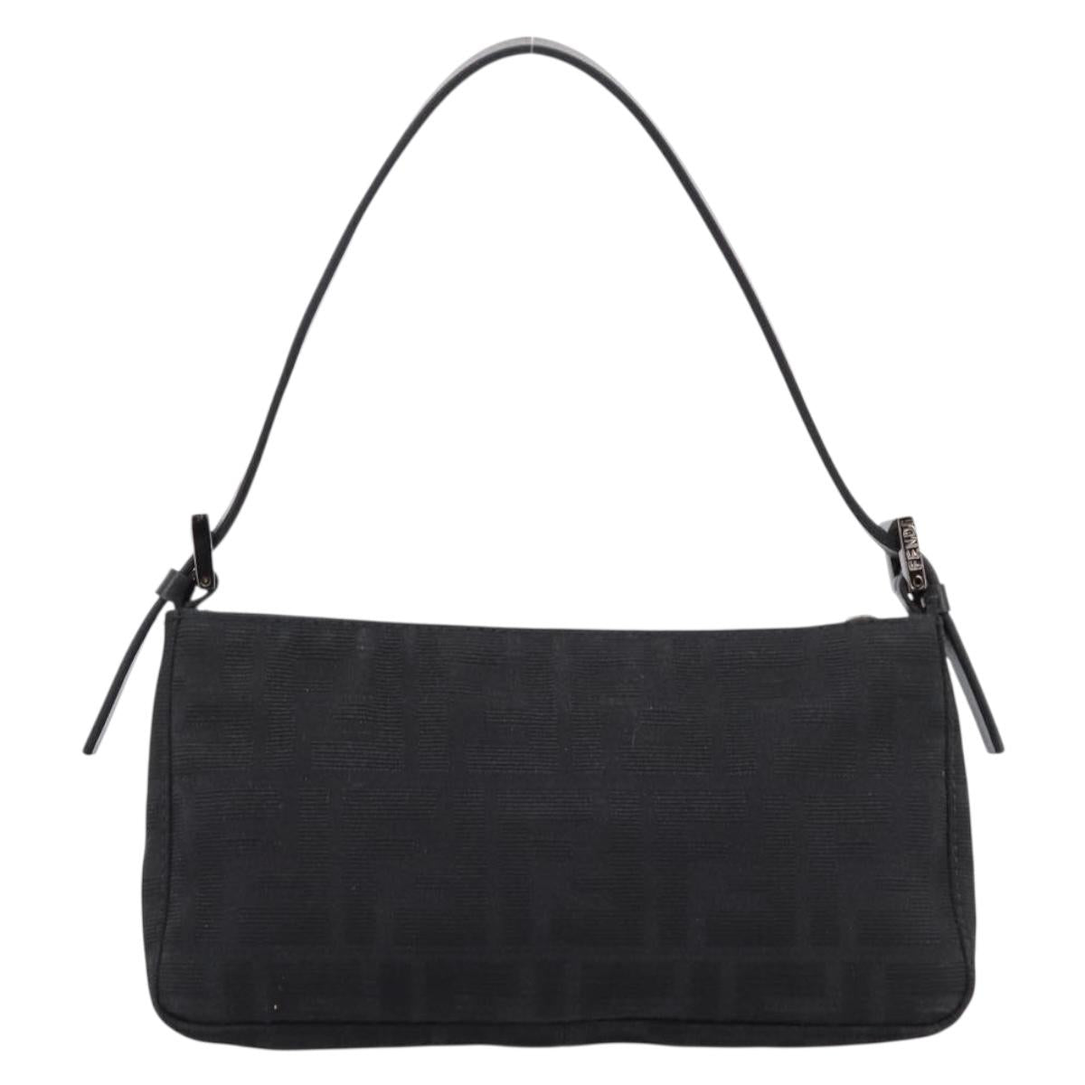 FENDI Zucca Canvas Accessory Pouch Black Silver 8BR041 Auth mr3012V