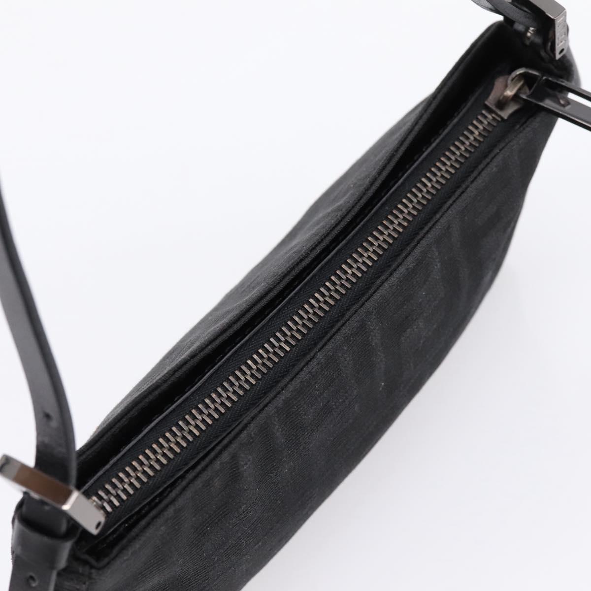 FENDI Zucca Canvas Accessory Pouch Black Silver 8BR041 Auth mr3012V