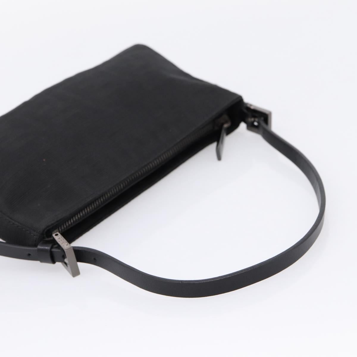 FENDI Zucca Canvas Accessory Pouch Black Silver 8BR041 Auth mr3012V