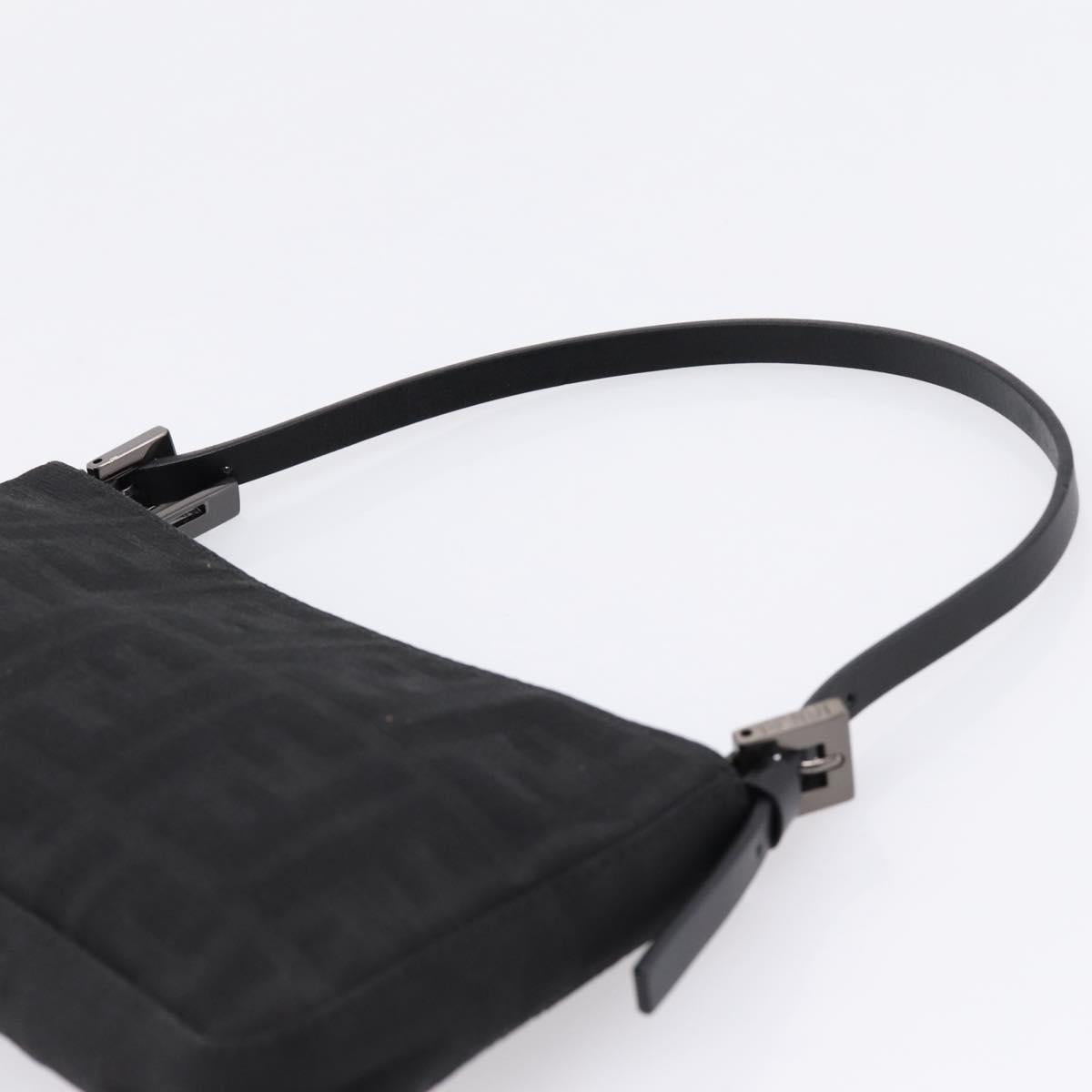 FENDI Zucca Canvas Accessory Pouch Black Silver 8BR041 Auth mr3012V