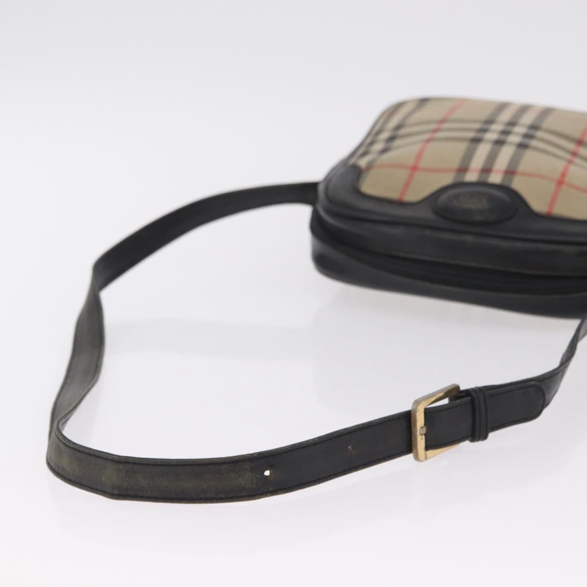 Burberrys Nova Check Shoulder Bag Canvas Beige Gold Tone Auth mr3013