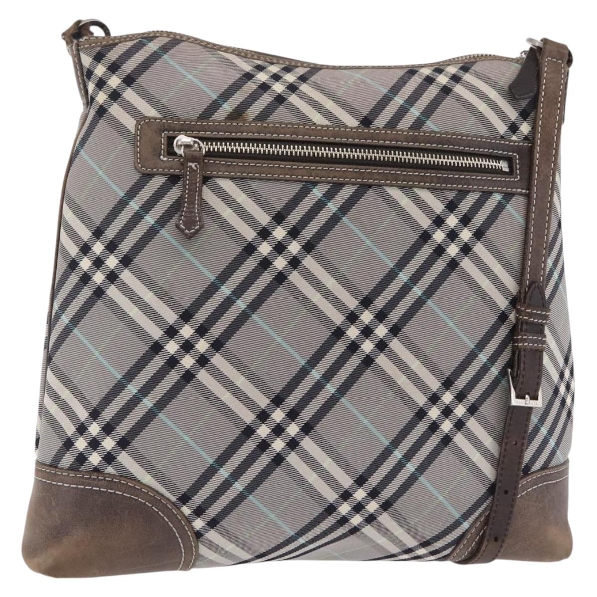BURBERRY Nova Check Shoulder Bag Canvas Gray Silver Auth mr3014