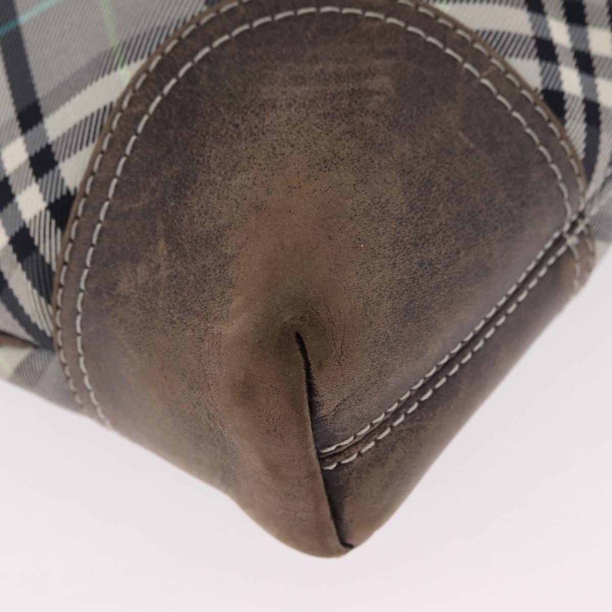 BURBERRY Nova Check Shoulder Bag Canvas Gray Silver Auth mr3014