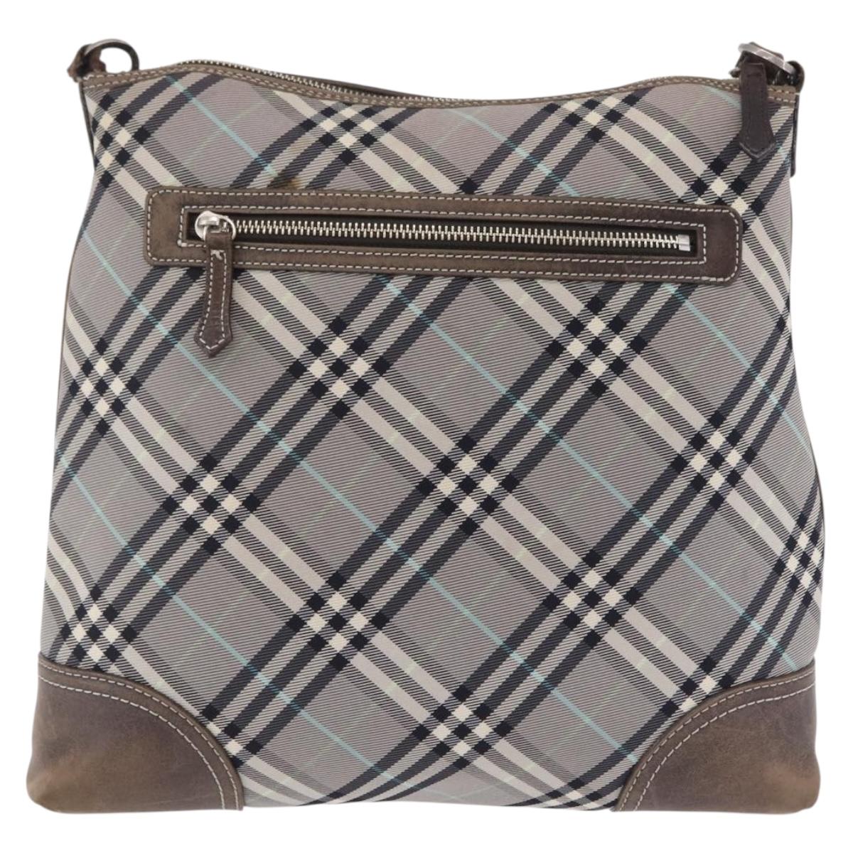 BURBERRY Nova Check Shoulder Bag Canvas Gray Silver Auth mr3014