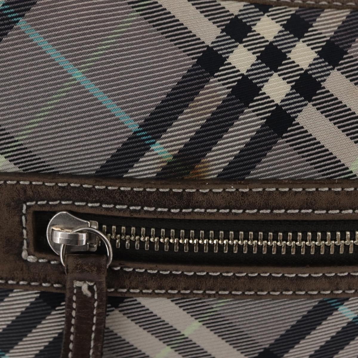 BURBERRY Nova Check Shoulder Bag Canvas Gray Silver Auth mr3014