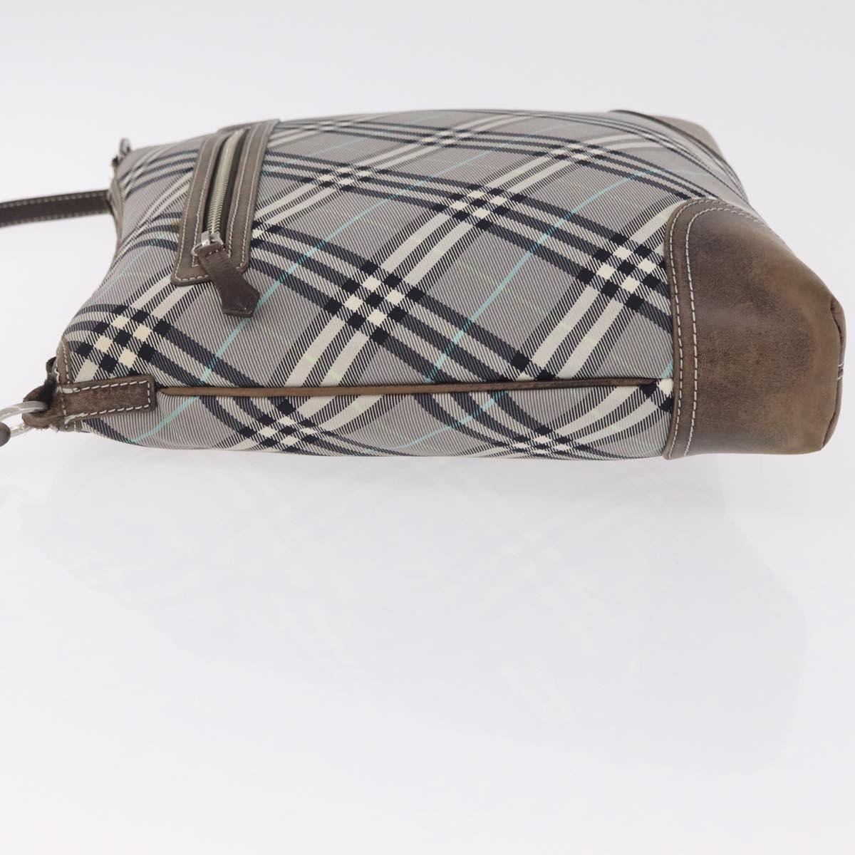 BURBERRY Nova Check Shoulder Bag Canvas Gray Silver Auth mr3014