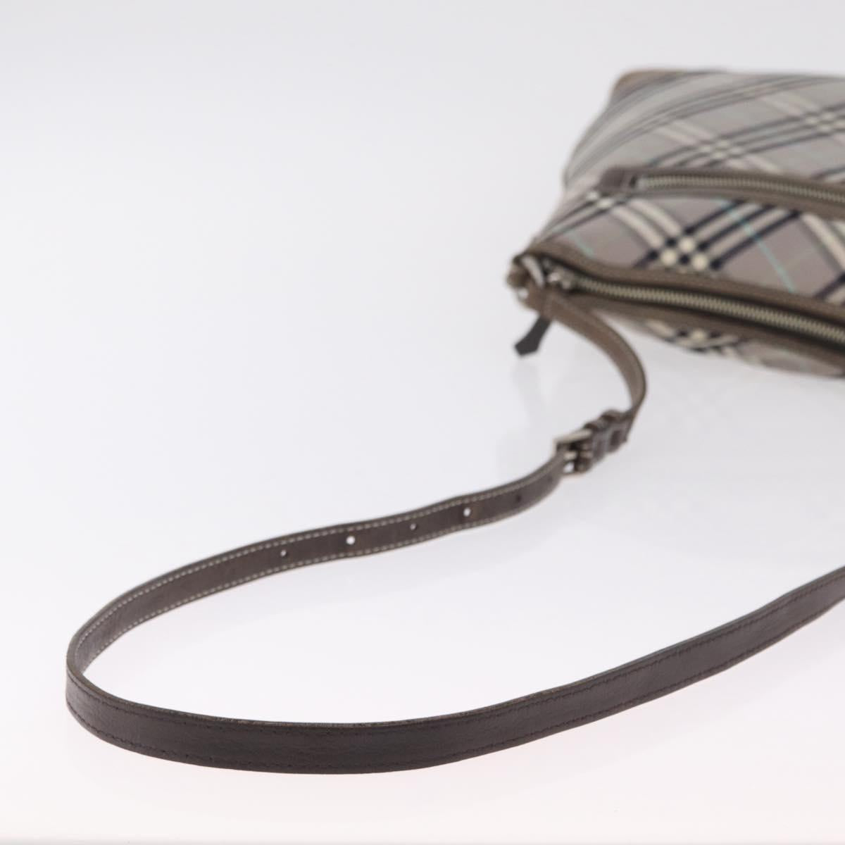 BURBERRY Nova Check Shoulder Bag Canvas Gray Silver Auth mr3014