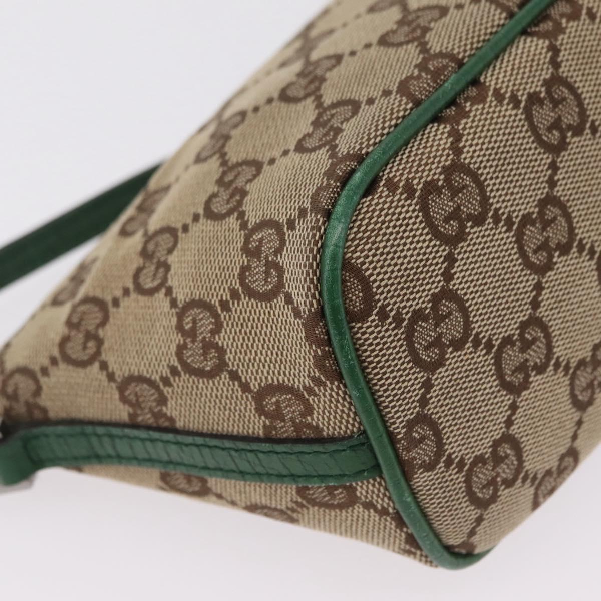 GUCCI GG Canvas Accessory Pouch Beige Green 07198 Auth mr3017A