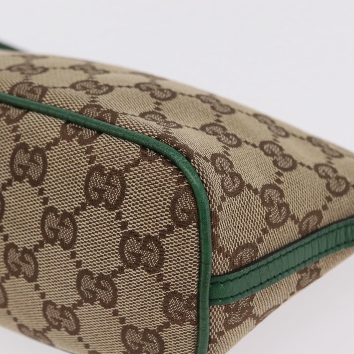 GUCCI GG Canvas Accessory Pouch Beige Green 07198 Auth mr3017A