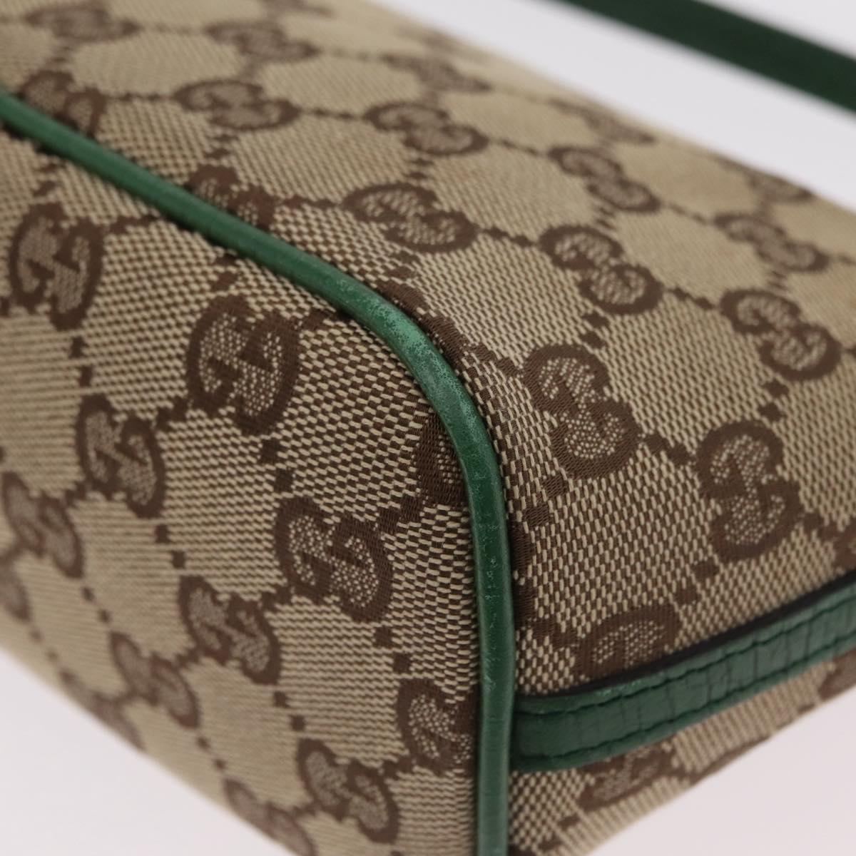 GUCCI GG Canvas Accessory Pouch Beige Green 07198 Auth mr3017A