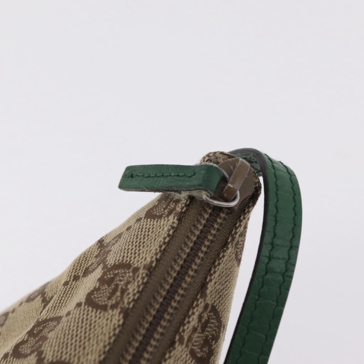 GUCCI GG Canvas Accessory Pouch Beige Green 07198 Auth mr3017A