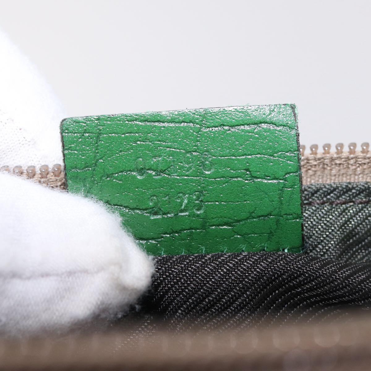 GUCCI GG Canvas Accessory Pouch Beige Green 07198 Auth mr3017A